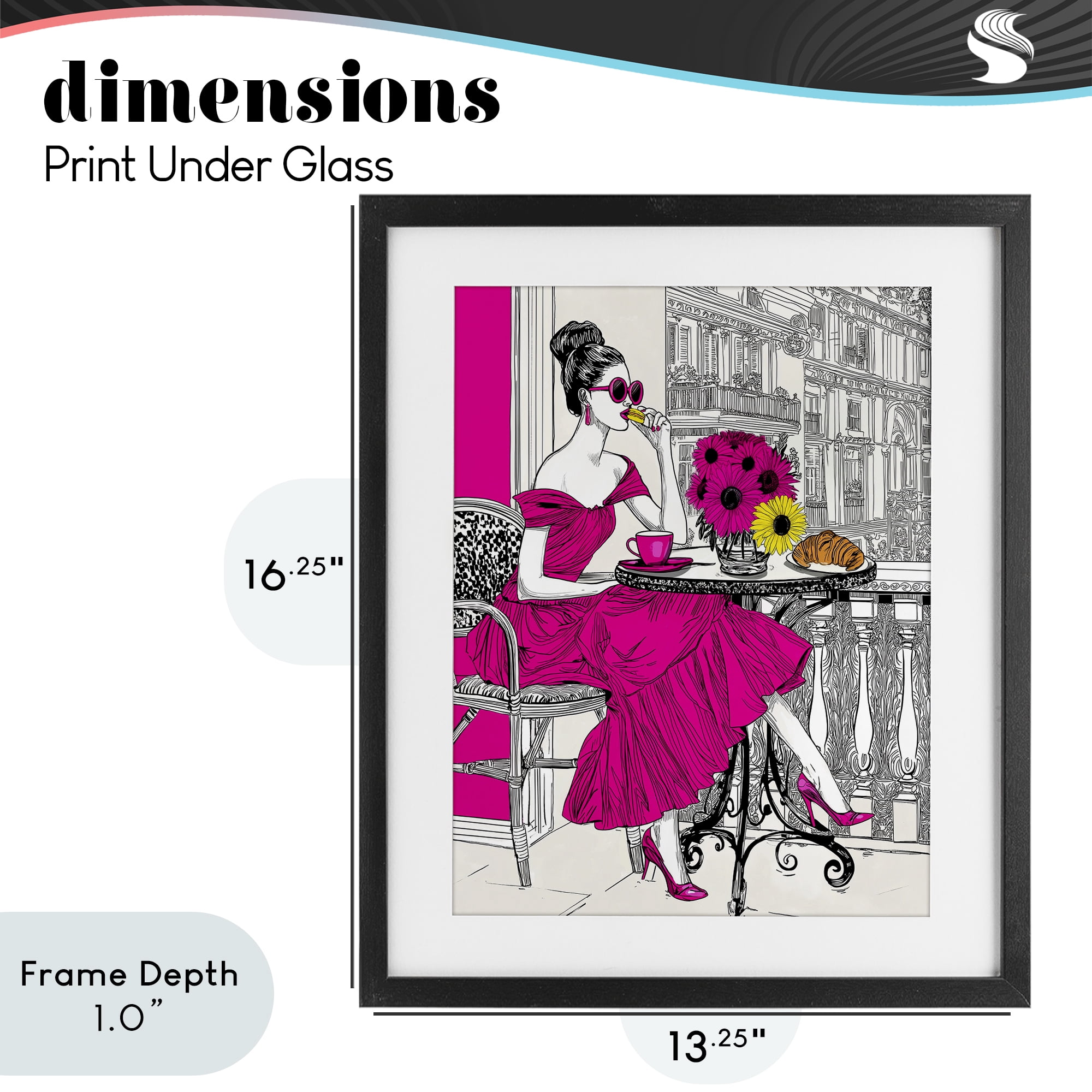 Stupell Industries Glamorous Brunch on Balcony Black Framed Print Under Glass, design by Jess Stempel