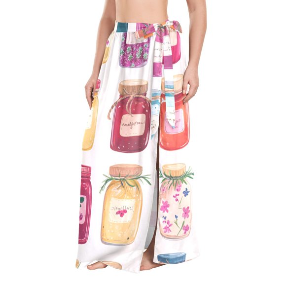 FORMRS Womens Long Sarong Beach Wrap Semi-Sheer Bikini Skirt Bathing Swimsuit Cover Up, Colorful Jam