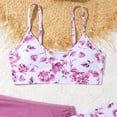 thumbnail image 6 of vigerkar Girls' 3 Piece Set Floral Print Bikini Swimsuit with Beach Skirt Cute Ruched Bathing Suit (Purple, 7-8 Years), 6 of 6