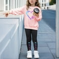 thumbnail image 4 of NOLDARES Kids Toddler Girls 2pcs Fall Winter Outfits Cute Long Sleeve Soft Top and Relaxed Joggers Pants Set Print Clothes Clothing(Pink,9-10 Y), 4 of 5