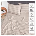 thumbnail image 2 of 100% Cotton Sheets for Split King Size Bed - Crispy Cooling Percale Sheets - Breathable & Durable Split King Sheet Set - 16 Inches Deep Pocket Split King Size Sheets - Brown Stripes - 5 Pieces, 2 of 7
