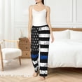 thumbnail image 4 of Fotbe Thin Blue Line Flag Pantalones de Pijama para Mujer, Pantalones de Dormir, Pantalones Pj con Cordón y Bolsillos-Small, 4 of 6