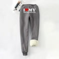 thumbnail image 5 of IROINNID Fleece Sweatpants for Women Thermal Printed Winter Pants Lamb Fleece Elastic Thickened Plush Warm Sweatpants Long Pants,Dark Gray, 5 of 8