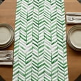thumbnail image 5 of Table Runners 70 Inches Long Dress Scarves, Green Line Farmhouse Coffee/Dining/Kitchen Table Decor, Holiday Table Runner, Vintage Abstract Geometric Stripes Watercolor 13x70 Inch, 5 of 9