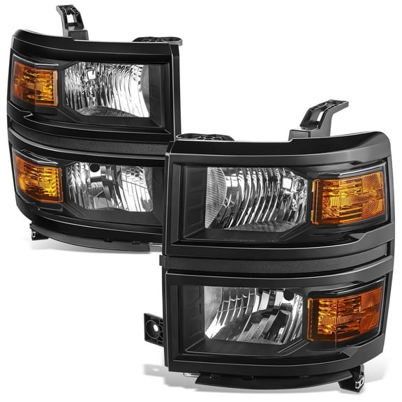 DNA Motoring For 14-15 Chevy Silverado 1500 OE Style Black Amber Corner Headlight Pair Replacement