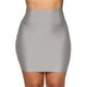 thumbnail image 3 of Minifalda Prolriy de moda para mujer, elástica, ajustada, de cintura alta, corta y ajustada, color gris L, 3 of 5