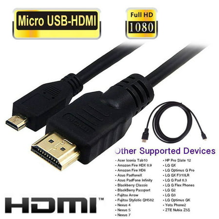 Micro USB to HDMI 1080p Cable TV AV Adapter 6FT 1.8m Mobile Phones Tablets