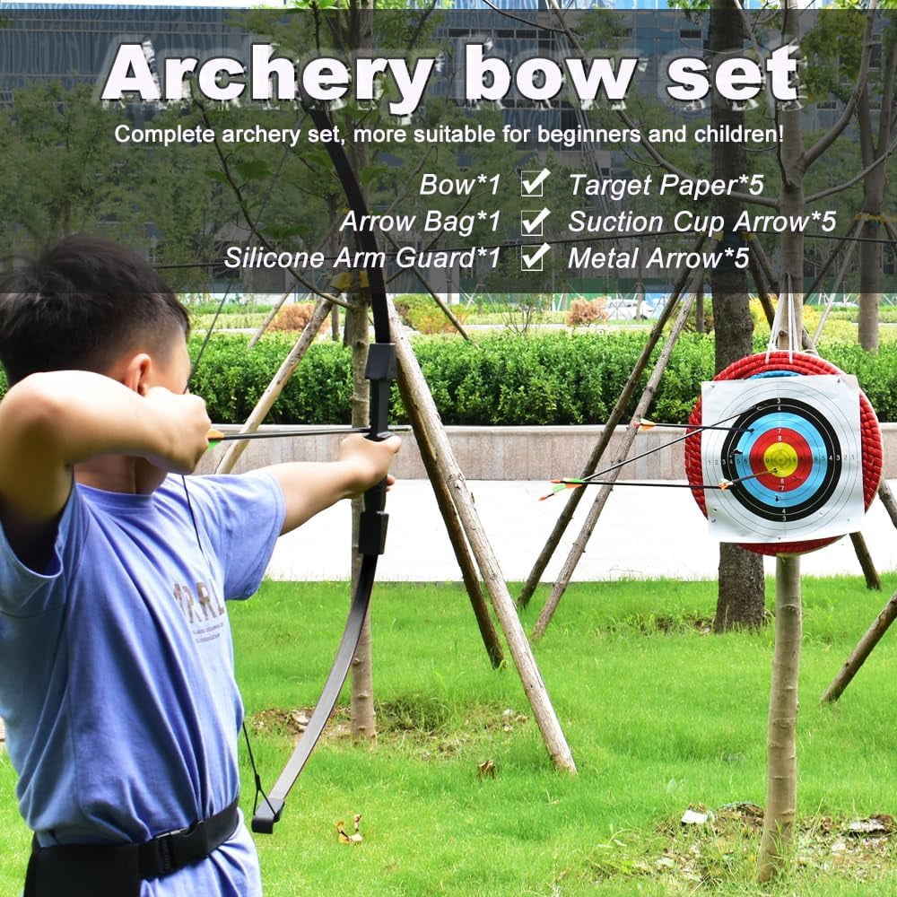 AMEYXGS Archery Bow and Arrow for Kids, Beginner, Youth  Target, Practice and Recreation