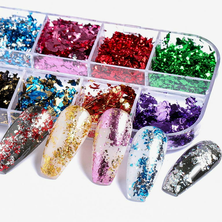 Gold Foil For Nails Iridescent Aluminum Luxury Alloy Paper Nail Stickers  Decoration Accesorios Set Glitter Flakes