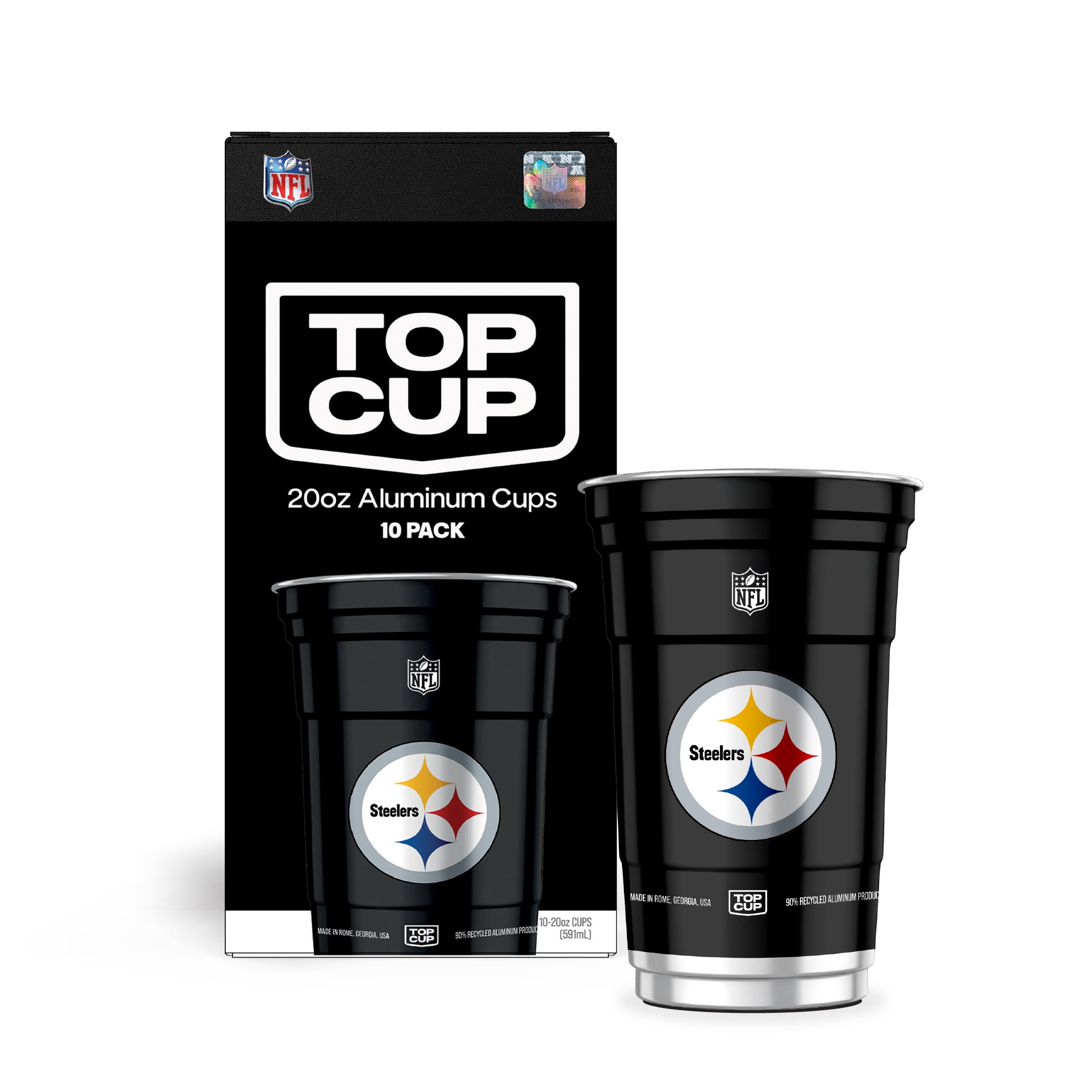 Top Cup NFL Pittsburgh Steelers Aluminum Party Cups, 20oz, 10 count