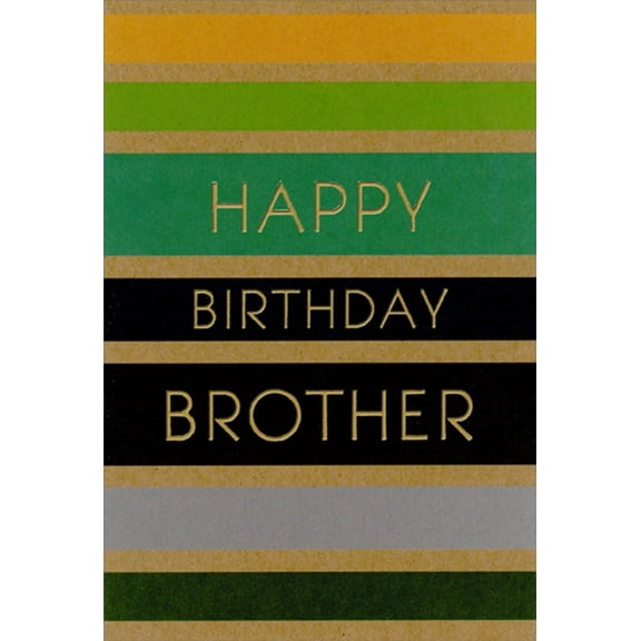 Pictura Alternating Light Brown and Colored Stripes Birthday Card for Brother