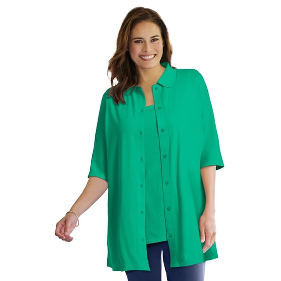 Woman Within Plus Size Knit Shirt With Free Tank