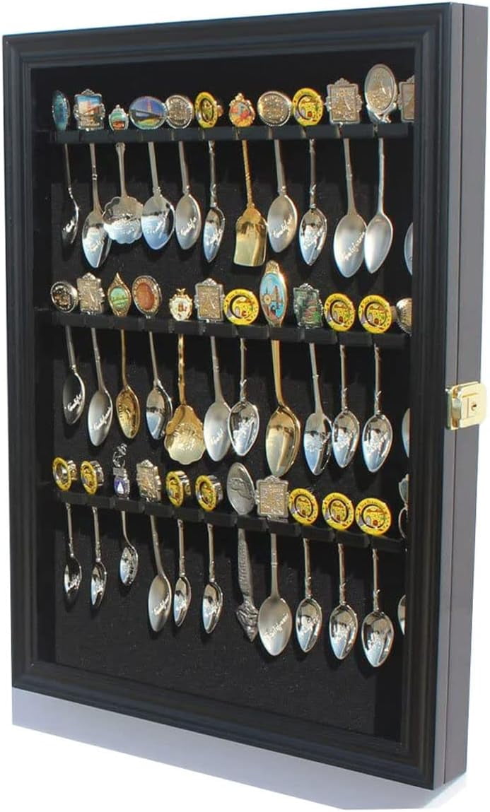 36 Souvenir Tea Spoon Display Case Rack Wall Mountable Solid