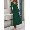 thumbnail image 4 of PRETTYGARDEN Women Sweater Dress Fall Fashion Long Sleeve V Neck Ribbed Knit Pleated A Line Elegant Maxi Winter Dresses, 4 of 9