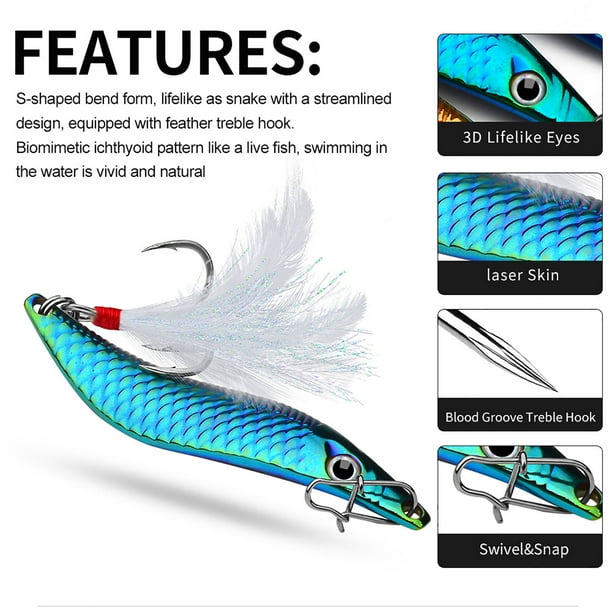Ourlova Fishing Lure Long-casting S-type Leech Metal Sequins Fake Bait  Fishing Tackle Accessories For Seawater Freshwater 