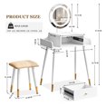 thumbnail image 5 of JanflyHome Vanity Desk, Makeup Vanity Table Set with Stool, Vanity Table with Mirror and Light Power Outlet, Adjustable, White, 5 of 8