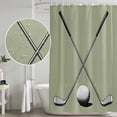 thumbnail image 4 of Polyester Fabric Golf Ball Club Shower Curtain, Sports Abstract Vintage Green Waterproof Bathtub Curtain Bathroom Decor Set with Hooks 36 x 72 Inches, 4 of 6