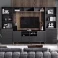 thumbnail image 2 of EUROCO 4-Piece Entertainment Wall Unit for TVs Up to 70" Multifunctional TV Stand with 13 shelves,8 Drawers and 2 Cabinets, Media Storage Cabinet and Fluted Line Design for Living Room, Black, 2 of 8