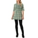 thumbnail image 2 of INSPIRAR CHIC Camisas de cuadros vintage de mujer con botones, escote en V, manga 3/4, blusa tunic casual XL verde, 2 of 6