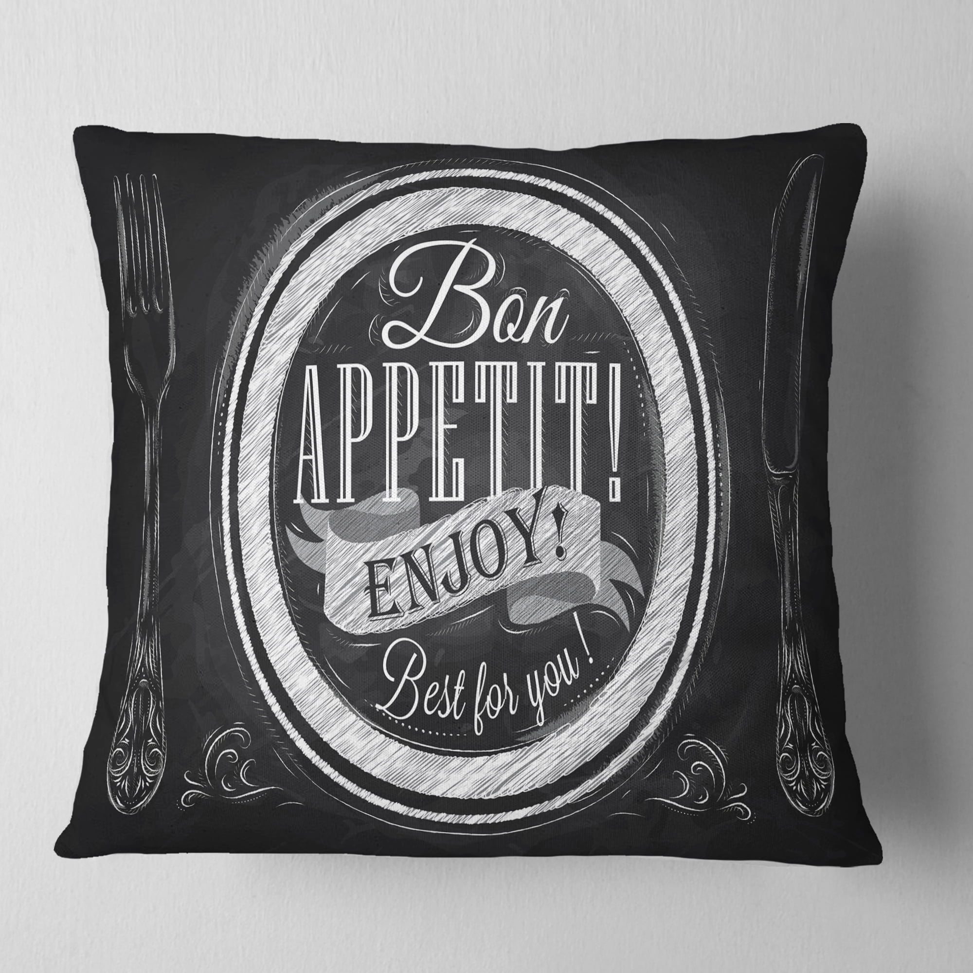 Designart Lettering on a Plate - Abstract Throw Pillow - 18x18