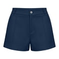 thumbnail image 6 of Pounoo Womens Shorts High Waist Button Fly Pleated Straight Leg Plain Womens Dress Shorts Regular Fit Office Commute Wrinkle Resistant Womens Work Shorts, 6 of 9