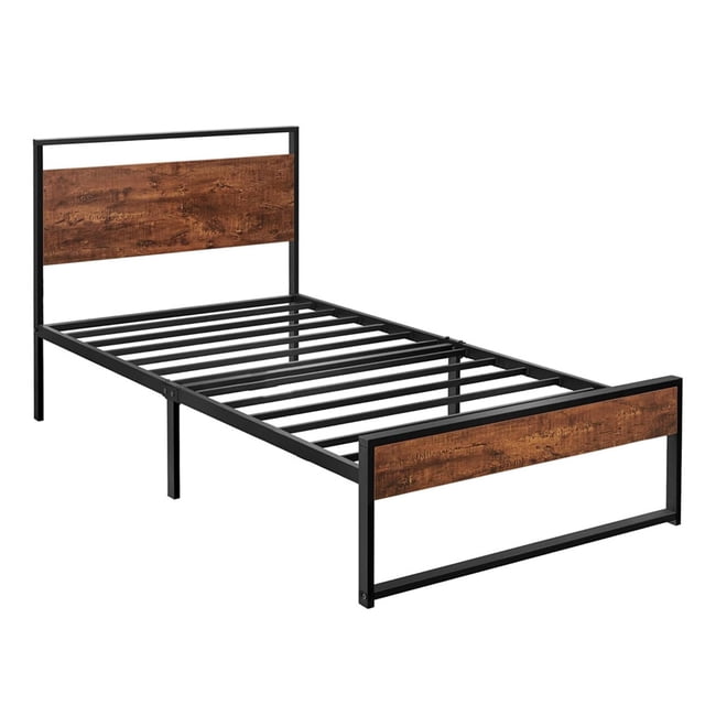 Base de Cama VANLIG Acero Reforzada Individual Con Acabos En Madera