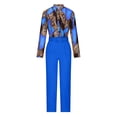 thumbnail image 4 of DPTALR Women V-neck Printed Long Sleeved Top Add Solid Color Pants Set With Belt, 4 of 6