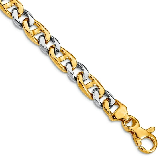 Primal Gold 14 Karat Yellow and White Gold 5.6mm Fancy Link Bracelet