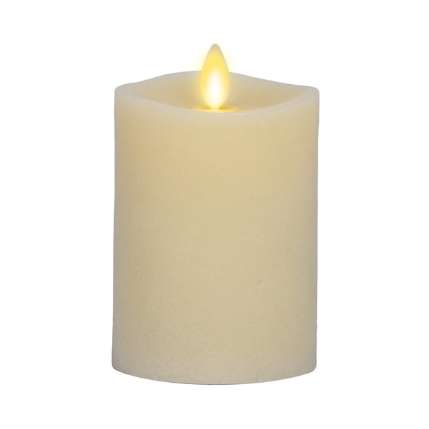 Vela LED sin llama de Lamp Luminara en forma de pilar, 7 x 11 cm, color marfil