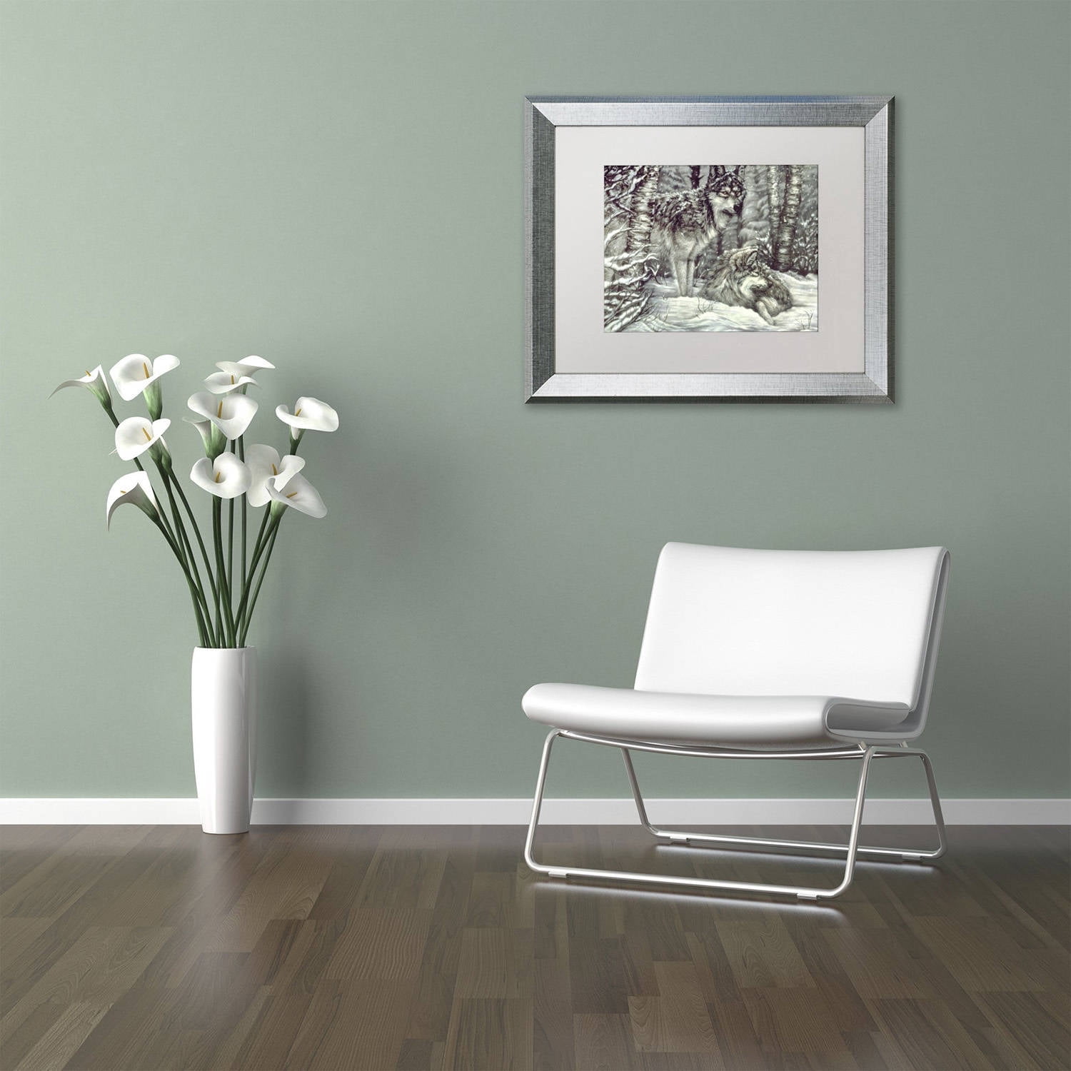 Trademark Fine Art 'Bedding Down' Canvas Art by Jenny Newland, White Matte, Silver Frame