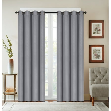 Texured Design - 2 Pack: Textured Design Blackout Curtain Panels - Grey
