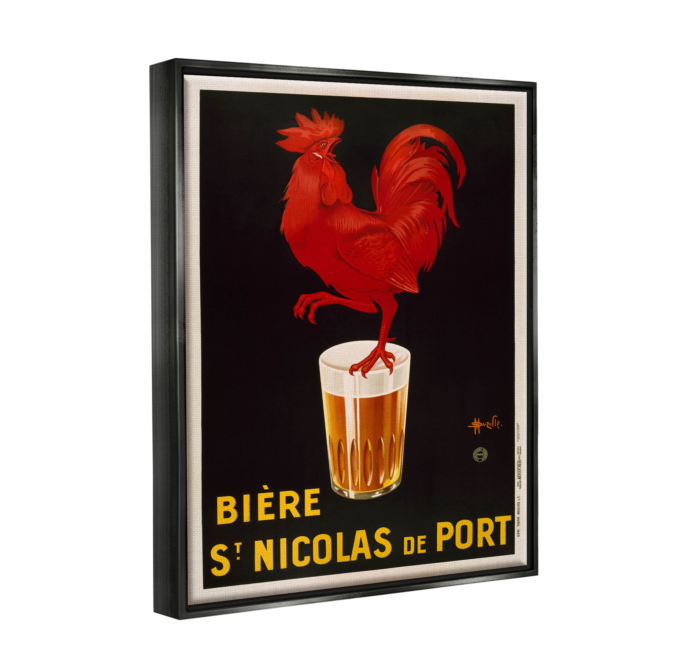 Stupell Industries Vintage Beer Brewery Ad Graphic Art Jet Black Floating Framed Canvas Print Wall Art, Design by Marcus Jules
