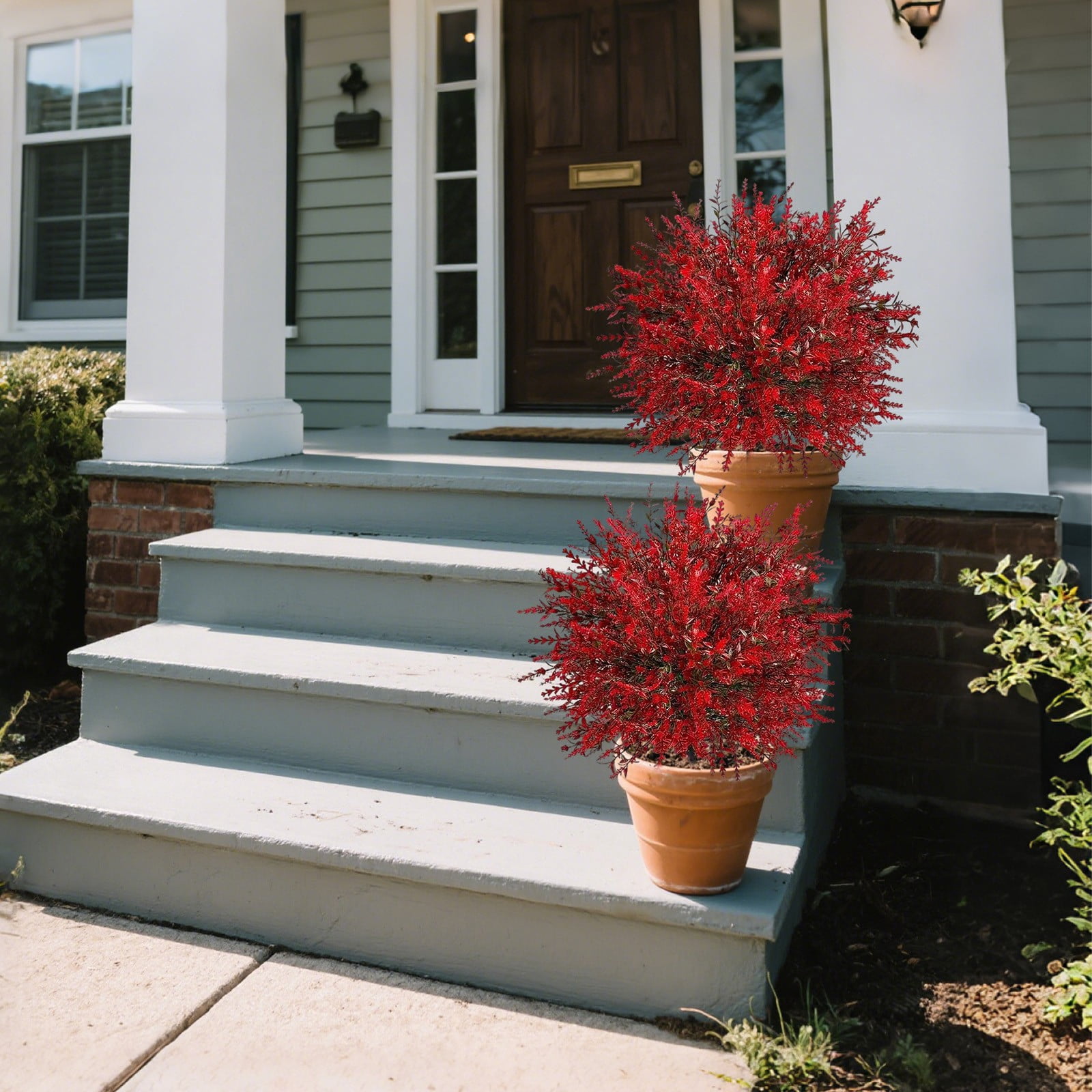 SMKE outdoor decor,garden decor,outdoor flower,garden flower,garden arrangement,porch arrangement,21.65" Artificial White Flower Bush with Ground Insert,Faux Plant for Outdoor Garden Porch