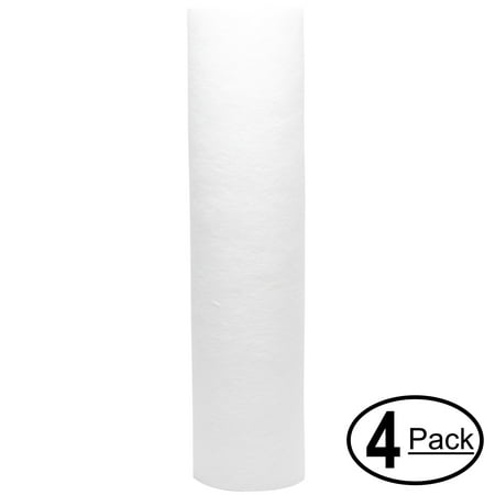 

4-Pack Replacement for iSpring RCC7AK Polypropylene Sediment Filter - Universal 10-inch 5-Micron Cartridge for iSpring 123Filter 6-stage 75GPD Reverse Osmosis ALKALINE PH System - Denali Pure Brand