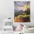 thumbnail image 4 of ONETECH  Winery Tapestry, Vineyard in Chianti Tuscany Italy Autumn Sunrise Dramatic Clouds, Wall Hanging for Bedroom Living Room Dorm Decor,Lime Green, 4 of 7