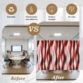 thumbnail image 5 of Red Striped Ombre Window Privacy Film, Modern Red Moire Geometric Static Cling UV Sun Blocking Heat Control Window Tint Day and Night, Non-Adhesive One Way Windows Privacy Cover 17.7''x39.3'', 5 of 7