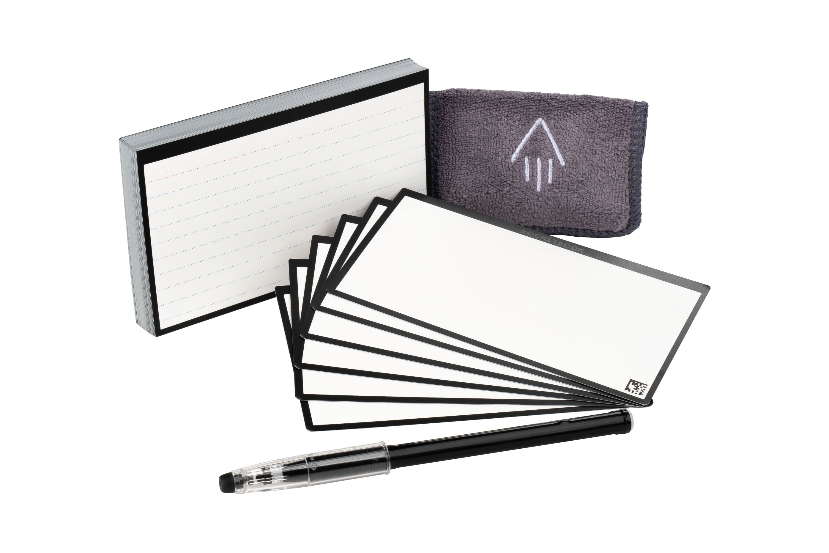 Rocketbook Cloud Cards, Includes 1 Pilot FriXion Pen and 1 Microfiber Cloth  College Ruled, 40 Pack (3" x 5") Black - Walmart.com