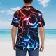 thumbnail image 4 of Balery Red And Blue Lightning Camisas hawaianas de manga corta para hombre, camisas playeras de corte holgado, camisas de vacaciones con botones,3X-Large, 4 of 7