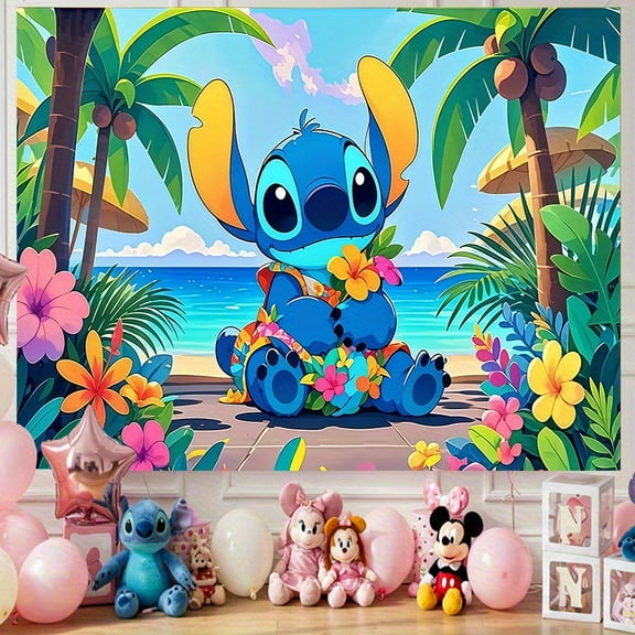 Stitch birthday party decoration banners, perfect for birthday parties and holiday celebrations, ideal gifts for families and friends, indoor/outdoor celebrations and garden decorations.