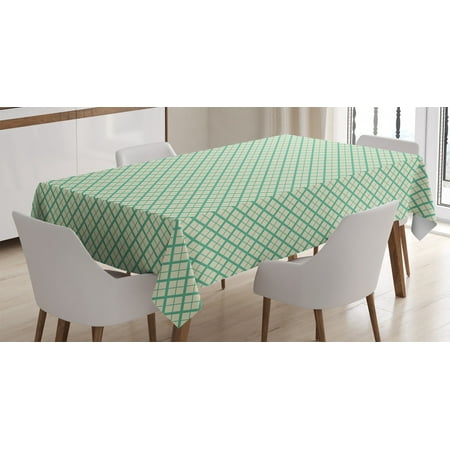

Retro Tablecloth Checked Pattern with Thick and Thin Lines Symmetrical Geometric Monochrome Print Rectangular Table Cover for Dining Room Kitchen 52 X 70 Inches Green and Cream by Ambesonne