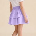 thumbnail image 5 of QTBIUQ Girls Tiered Ruffle Skirt Solid Color Casual Mini Skirt with Elastic Waist Bow Summer Layered Skirt, 5 of 9