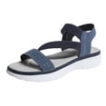 thumbnail image 3 of Women's Wide Width Flat Sandals, Breathable Fabric & Faux Leather Open Toe Shoes with Adjustable Straps, Comfortable Soft Sole Walking Shoes for Summer, Beach, Daily Wear - Black/Beige/Blue, 3 of 9