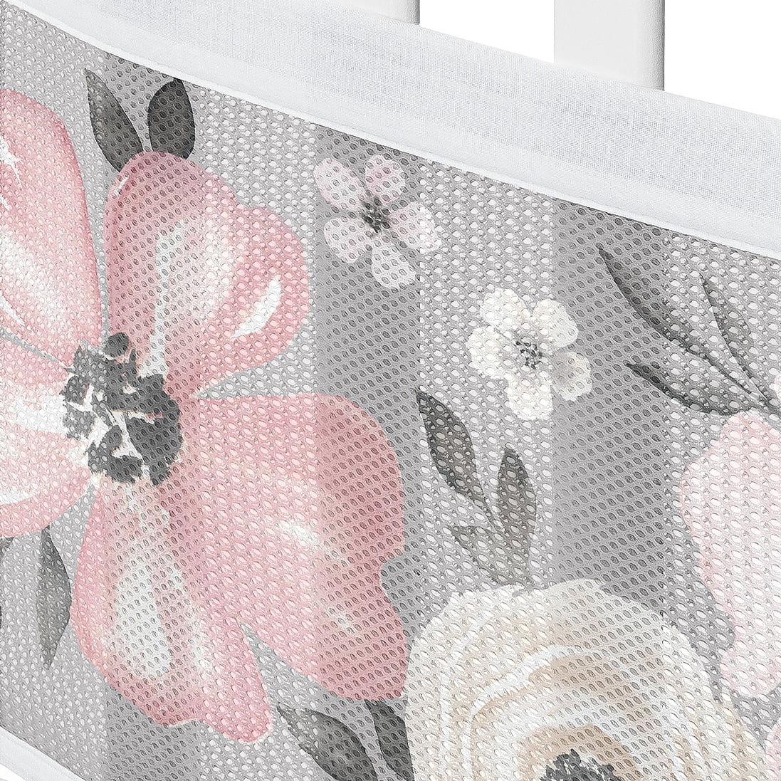 Sweet Jojo Designs + BreathableBaby Watercolor Floral Grey Girl Breathable Mesh Crib Liner