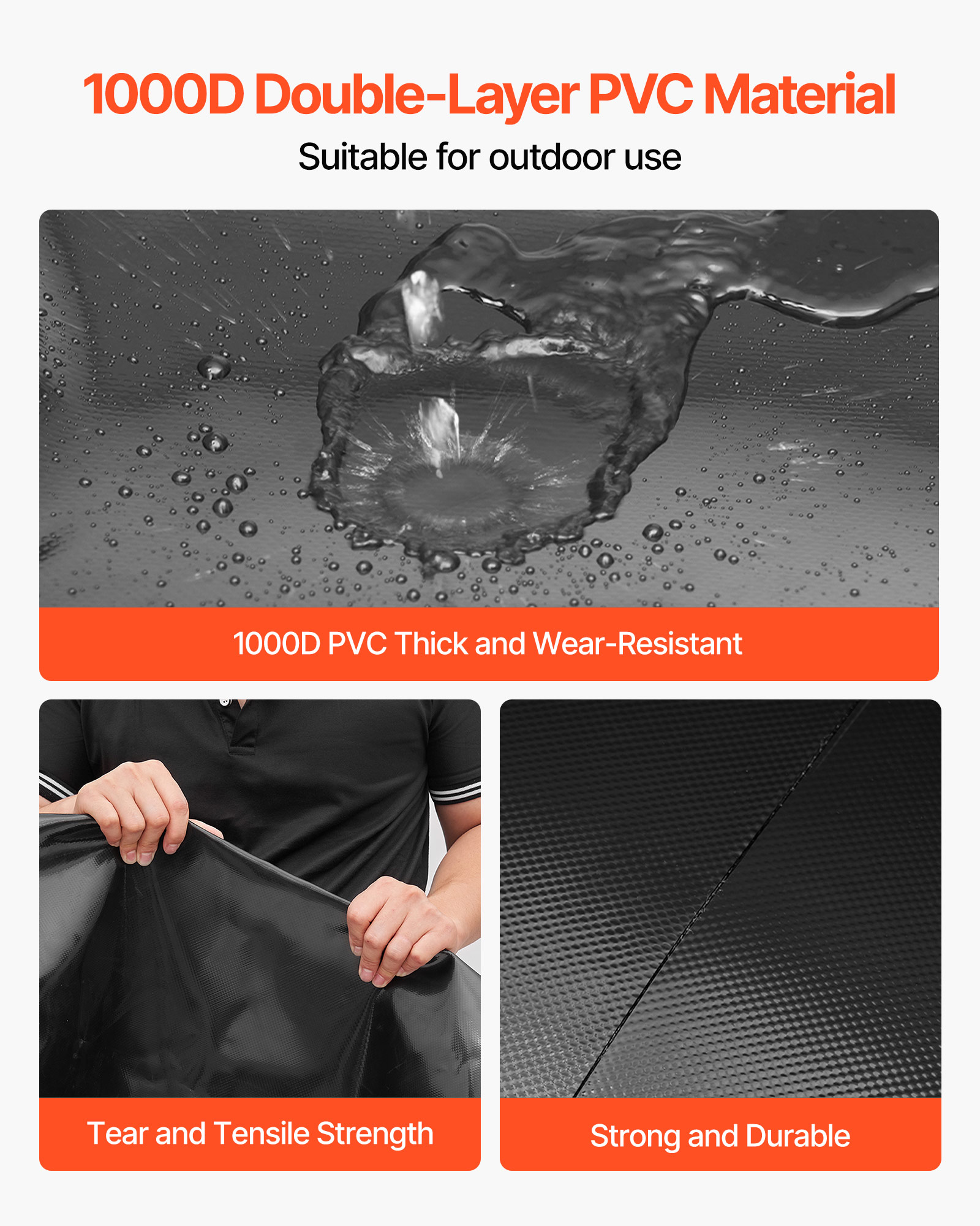 VEVOR Water Storage Bladder, 63.4 Gallon (240L) Water Storage Container Tank, 1000D PVC Large Capacity Soft Bag Bladder, Collapsible Portable for Garden Irrigation,Camping,RVs,Emergency Use - Black