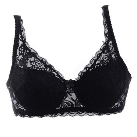 

Women Solid Color 3/4 Cup Push Up Lace Hollow Embroidery Bra