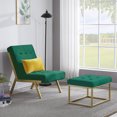 thumbnail image 3 of Sesslife Accent Chair with Ottoman, Velvet Modern Comfy Chair, Upholstered Leisure Chairs with Metal Legs for Bedroom Living Room, Green, 3 of 10