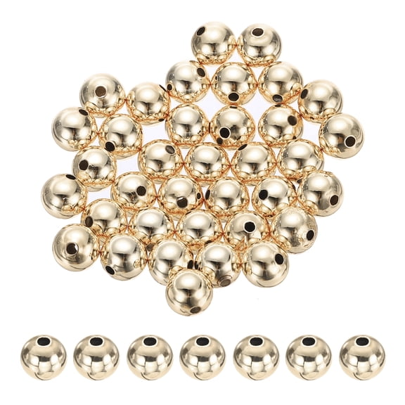 Uxcell 6mm Filled Spacer Beads, 36Pcs Champagne Gold Metal Smooth Round Ball Beads for Bracelet Jewelry Making Necklace DIY