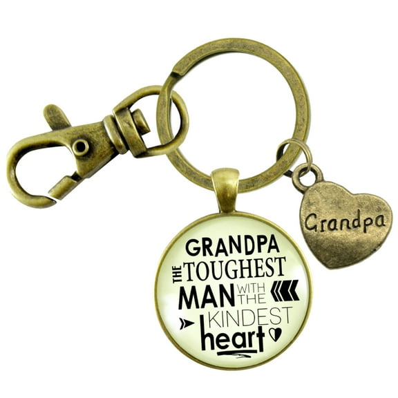 Grandpa Gutsy Goodness Bronze Keychain Toughest Man Kindest Heart Vintage Inspired Gift From Grandchild