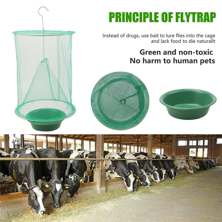 acdanc Ranch Fly Trap - 1 PACK Ranch Fly Traps with Bait Tray Outdoor Fly  Trap Killer Fly Catcher Cage Reusable Bug Cage Net for Indoor Outdoor Parks  Restaurants Farms 