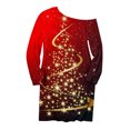thumbnail image 4 of Camiseta sin tirantes de manga larga hueca con cuello inclinado suelto con estampado navideño para mujer Fridja FKASFK656, 4 of 5